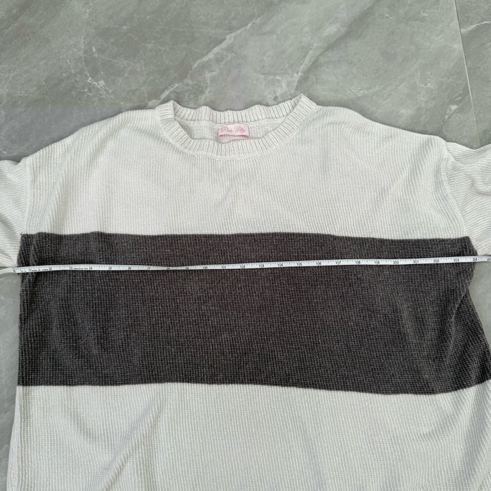 Women’s Pink Lily Striped Color Block Crewneck Knit Sweater Small - Picture 14 of 15